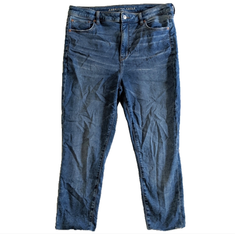 American Eagle plus size cropped straight leg blue jeans